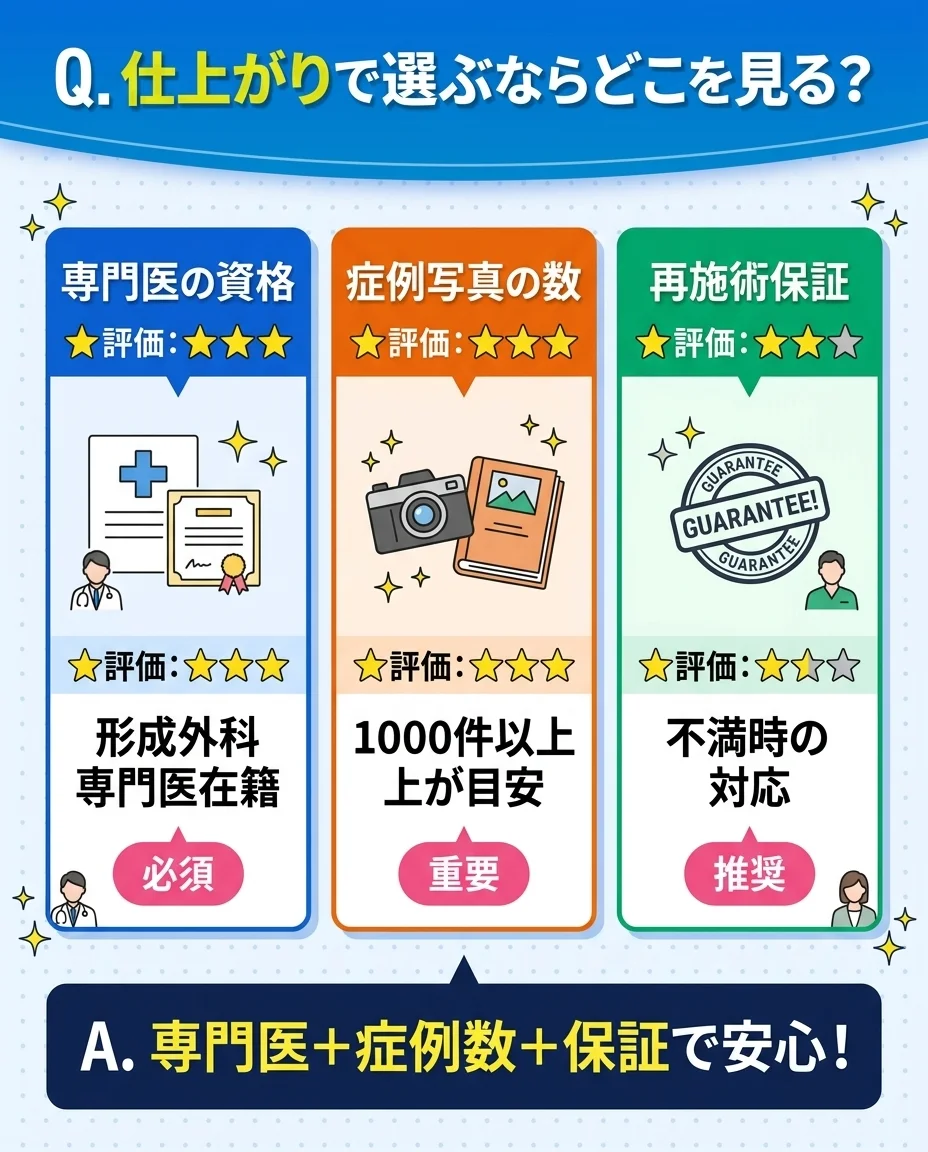 失敗しないクリニック選び3つのポイント｜症例数・料金・術後保証