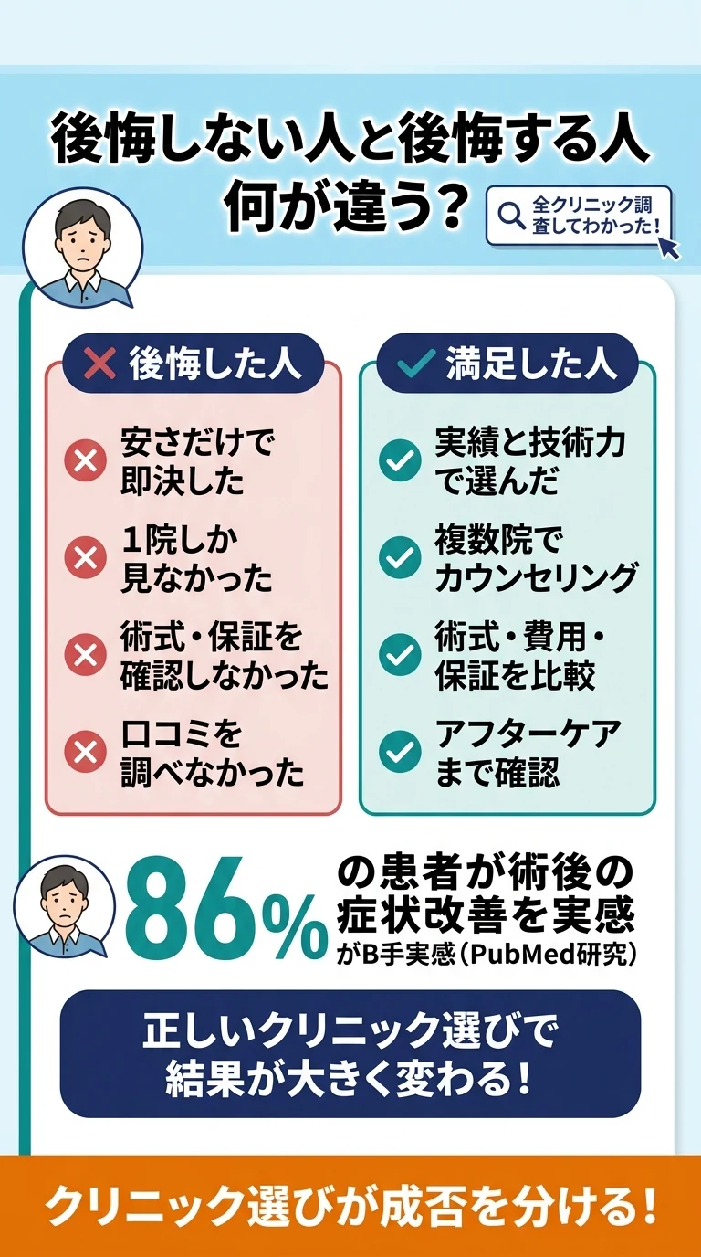 包茎手術で後悔しないクリニックの選び方｜失敗する人vs成功する人