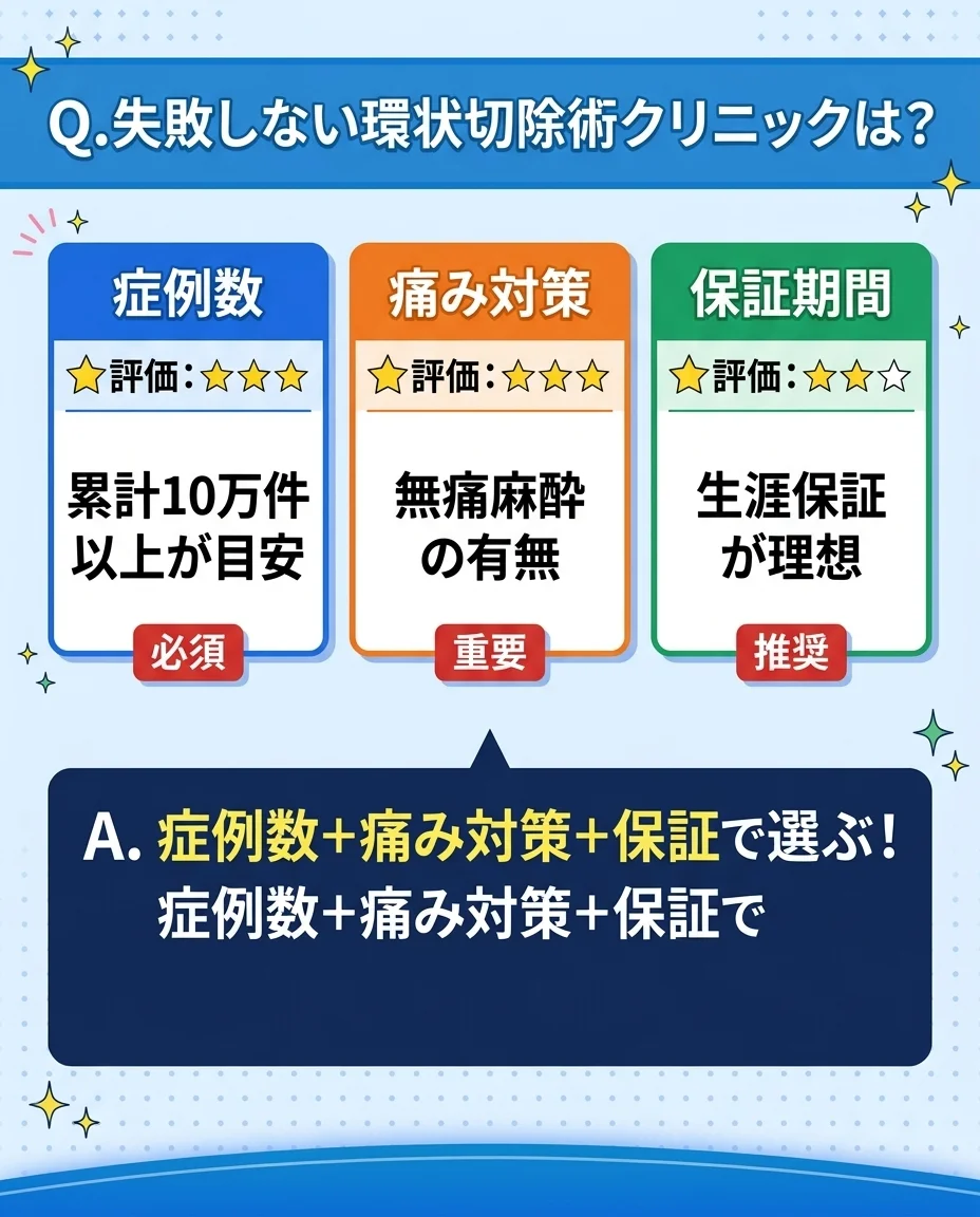 失敗しないクリニック選び3つのポイント｜症例数・料金・術後保証