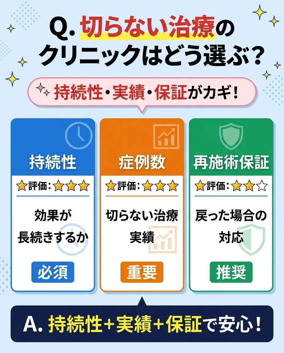 失敗しないクリニック選び3つのポイント｜症例数・料金・術後保証